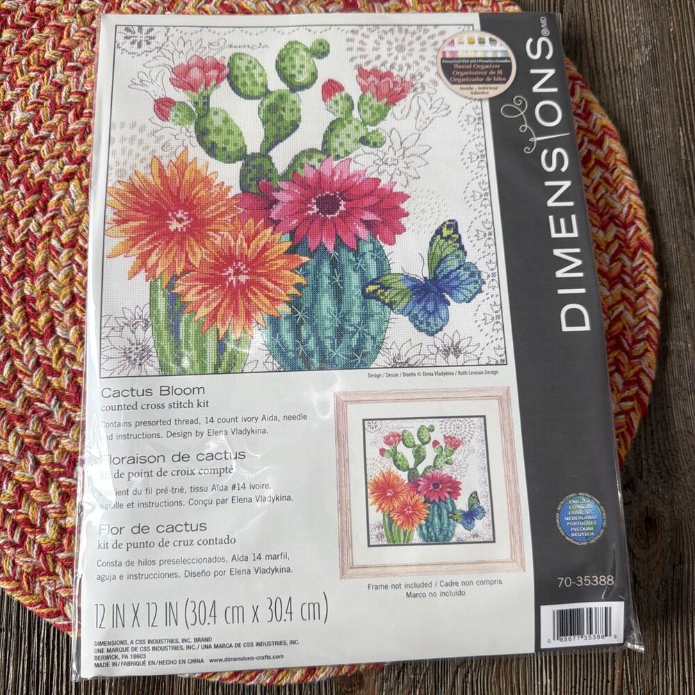 Dimensions Cactus flowers Bloom Counted Cross Stitch Kit 12" X 12" 70-35388 NEW